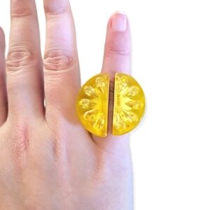 New Kate Spade Cocktail Ring Tutti Fruity Statement Ring Size 6 Lemon Ring